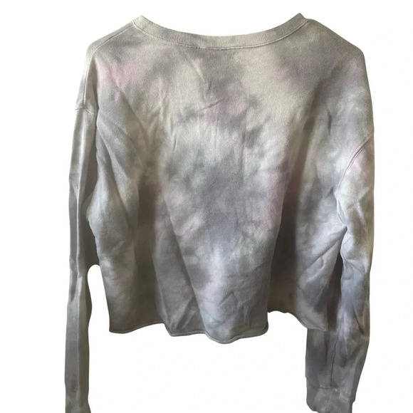 Colsie Pink Tie Dyed Cropped Lounge Sweatshirt Size Small - Picture 3 of 5